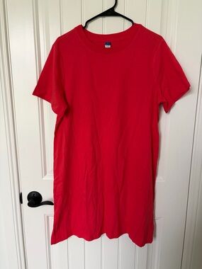 Old Navy Bright Red Crewneck Tee Dress